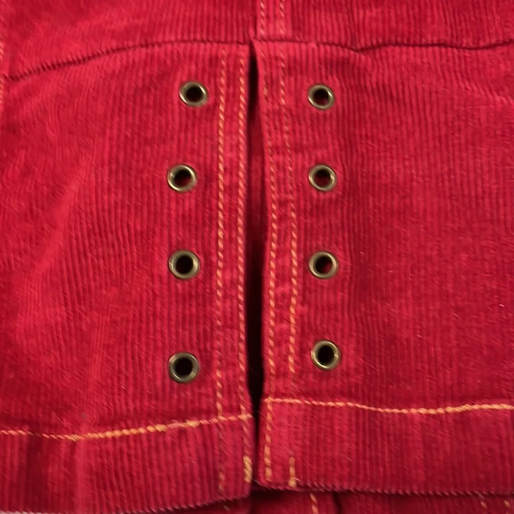 Tulle Red Y2K Corduroy Grommet Sleeve Stretchy Button Front Blazer Jacket Small - Picture 10 of 10